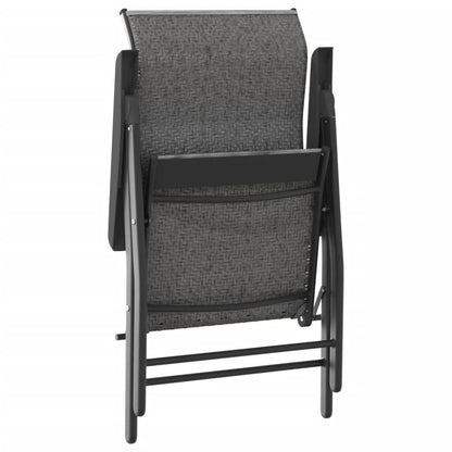 8-Piece Grey Poly Rattan Folding Garden Chairs Set