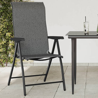 Set of 8 Poly Rattan Folding Garden Chairs - Black