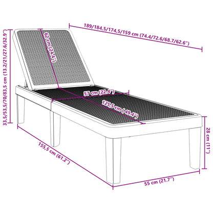Polypropylene Sun Lounger, 4-Way Adjustable, 155.5x57x28 cm