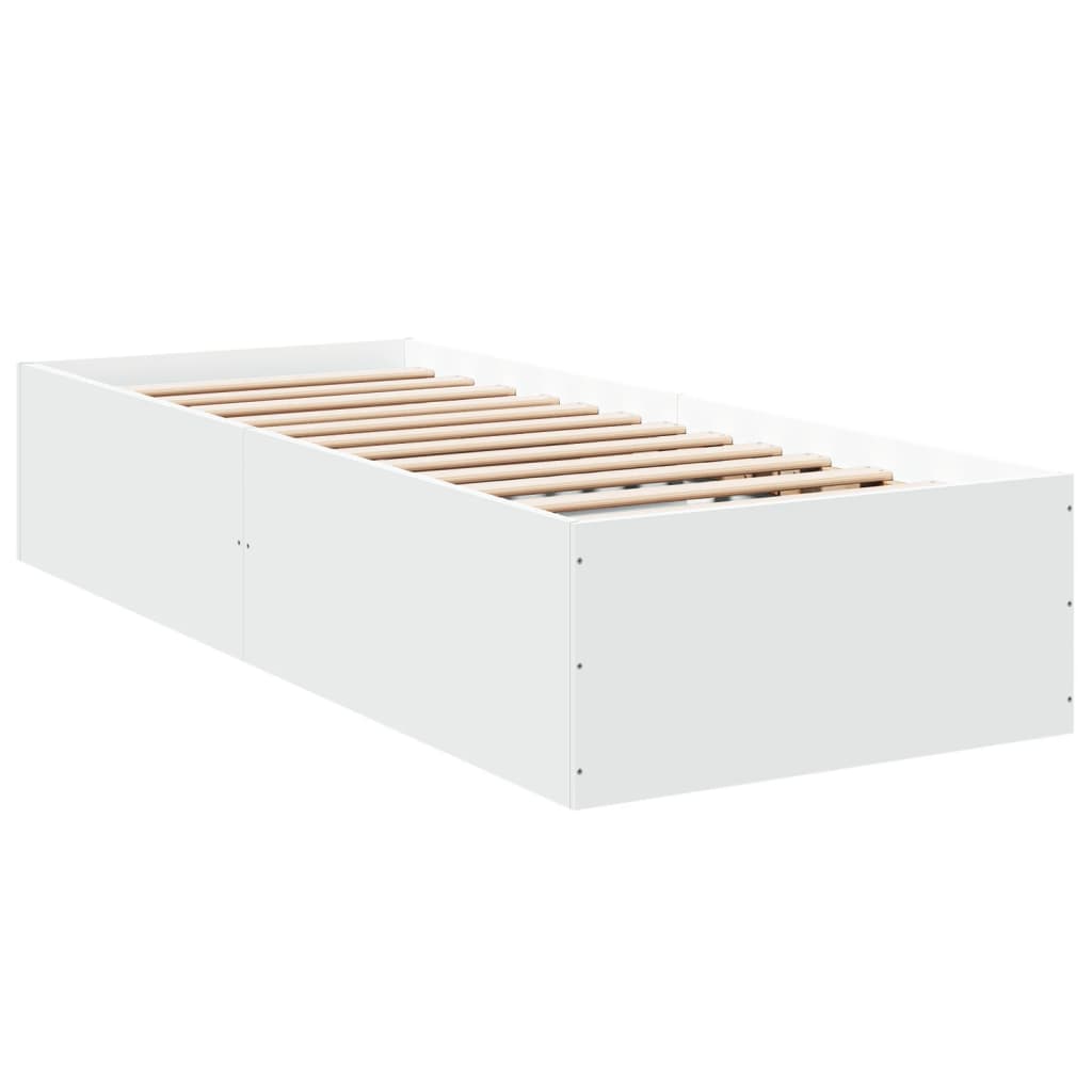 White Engineered Wood Bed Frame 75x190 cm - Small Single
