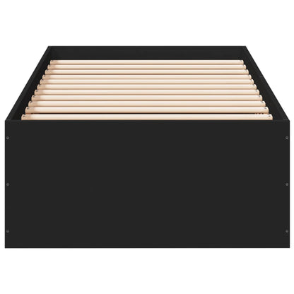 Compact Black Engineered Wood Bed Frame 75x190 cm - No Mattress