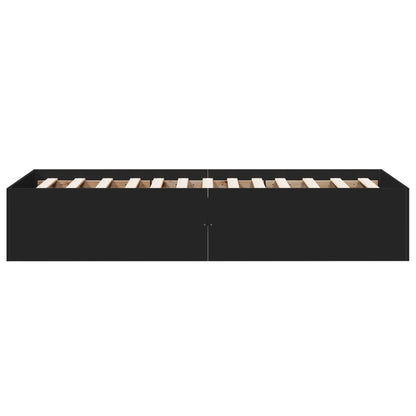 Compact Black Engineered Wood Bed Frame 75x190 cm - No Mattress