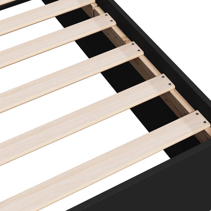 Compact Black Engineered Wood Bed Frame 75x190 cm - No Mattress