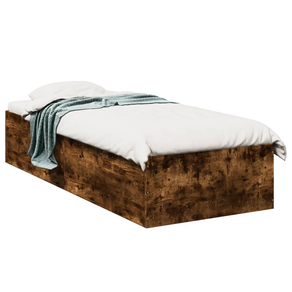 Smoked Oak Small Single Bed Frame 75x190 cm - Engineered Wood