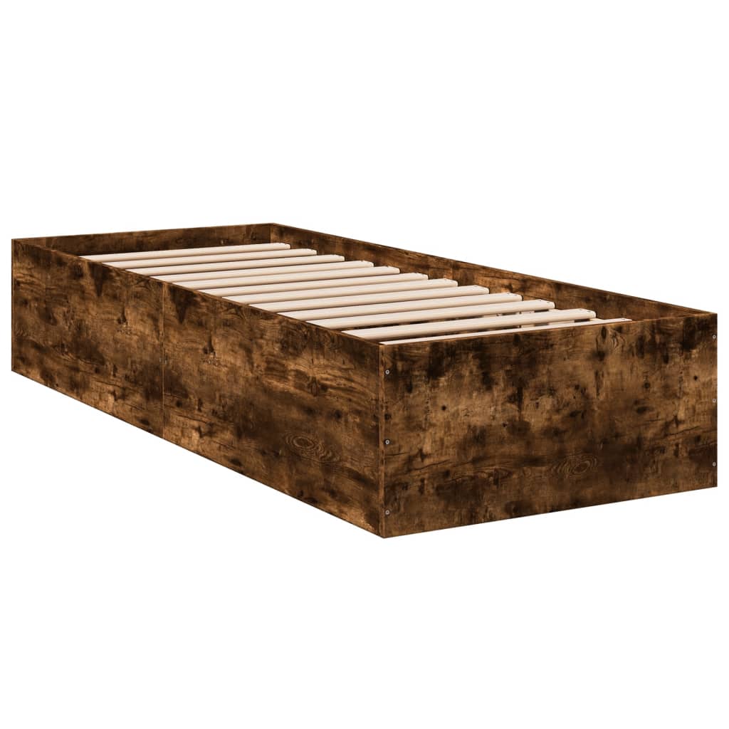 Smoked Oak Small Single Bed Frame 75x190 cm - Engineered Wood