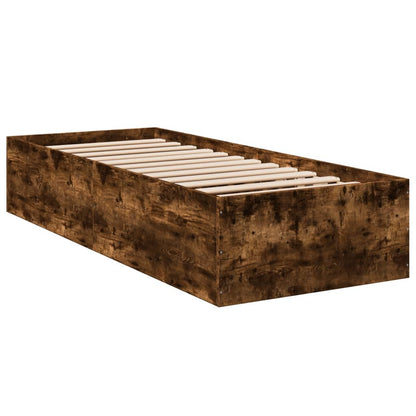 Smoked Oak Small Single Bed Frame 75x190 cm - Engineered Wood