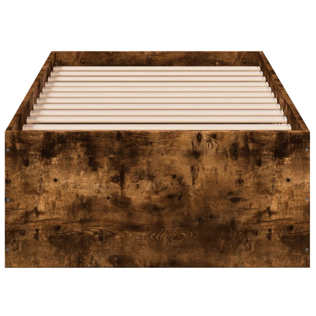 Smoked Oak Small Single Bed Frame 75x190 cm - Engineered Wood