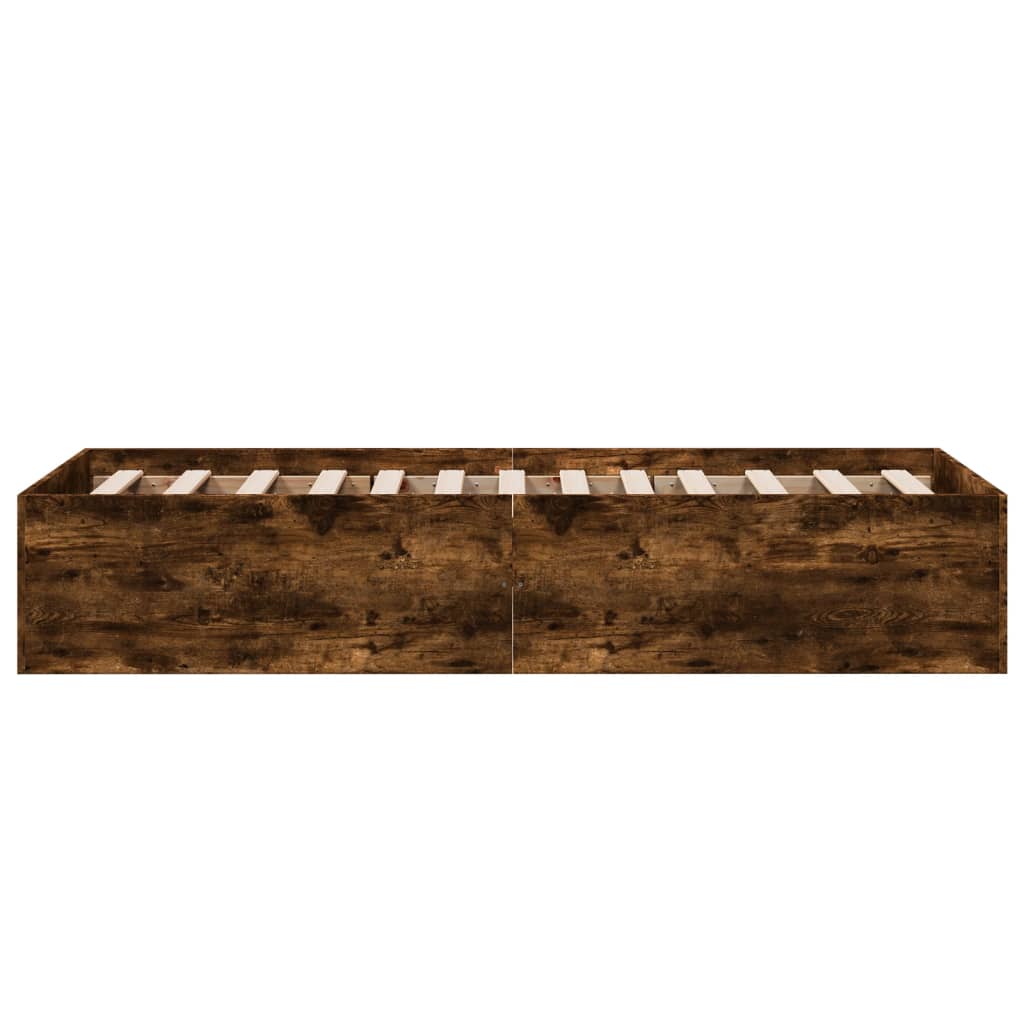 Smoked Oak Small Single Bed Frame 75x190 cm - Engineered Wood