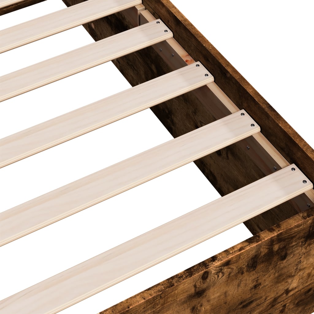 Smoked Oak Small Single Bed Frame 75x190 cm - Engineered Wood