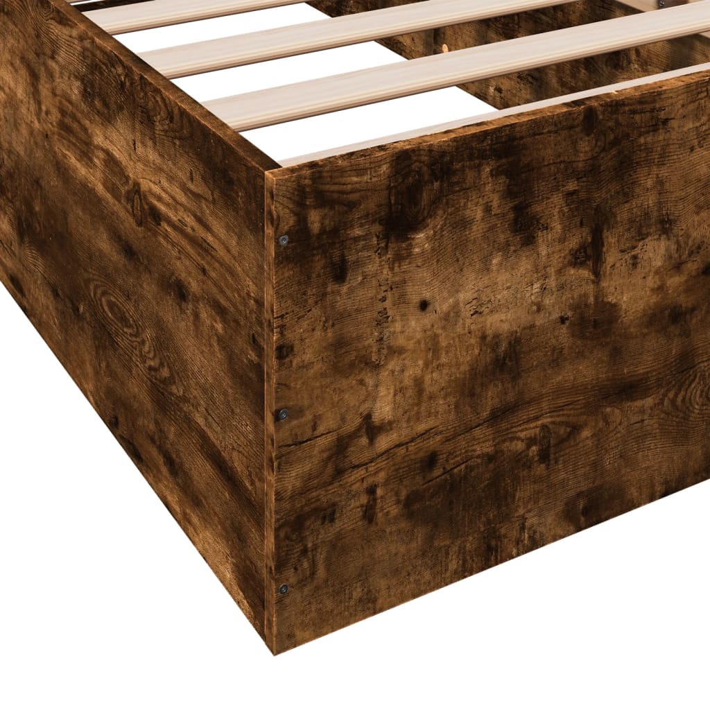 Smoked Oak Small Single Bed Frame 75x190 cm - Engineered Wood