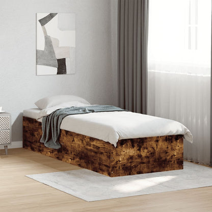 Smoked Oak Small Single Bed Frame 75x190 cm - Engineered Wood
