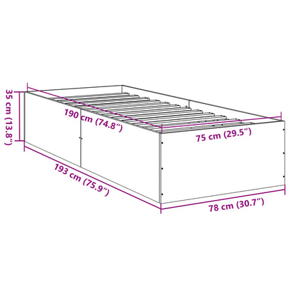 Grey Sonoma Engineered Wood Bed Frame 75x190 cm - Small Single