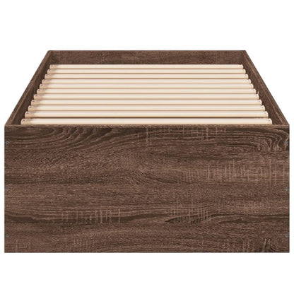 Brown Oak Small Single Bed Frame 75x190 cm - No Mattress Included
