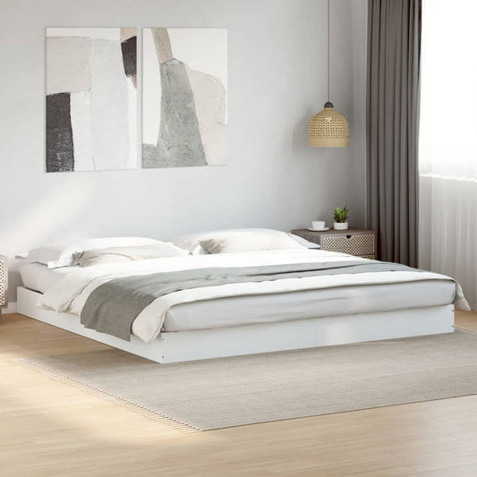 White Engineered Wood Super King Bed Frame 180x200 cm