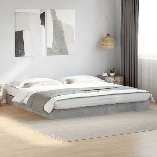 Bed Frame without Mattress Concrete Grey 180x200 cm Super King