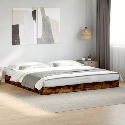 Super King Smoked Oak Bed Frame 180x200 cm - Engineered Wood