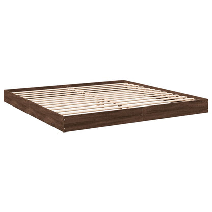 Bed Frame without Mattress Brown Oak 180x200 cm Super King Engineered Wood