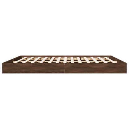 Bed Frame without Mattress Brown Oak 180x200 cm Super King Engineered Wood