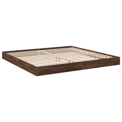 Bed Frame without Mattress Brown Oak 180x200 cm Super King Engineered Wood