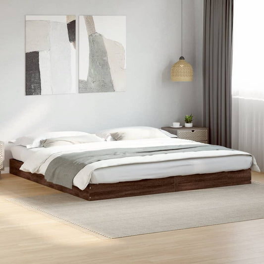 Bed Frame without Mattress Brown Oak 180x200 cm Super King Engineered Wood