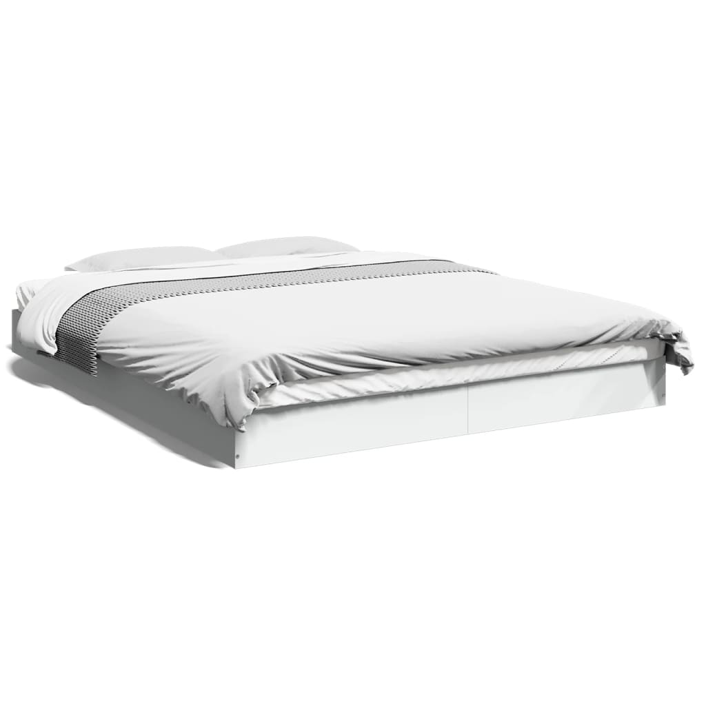 White Engineered Wood Bed Frame 160x200 cm - Mattress Not Included