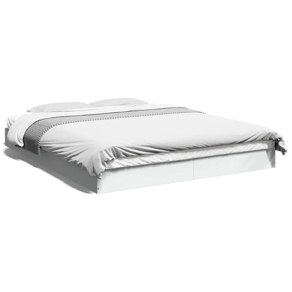 White Engineered Wood Bed Frame 160x200 cm - Mattress Not Included