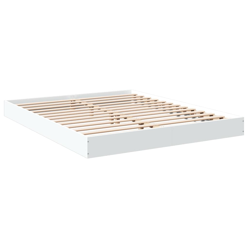 White Engineered Wood Bed Frame 160x200 cm - Mattress Not Included