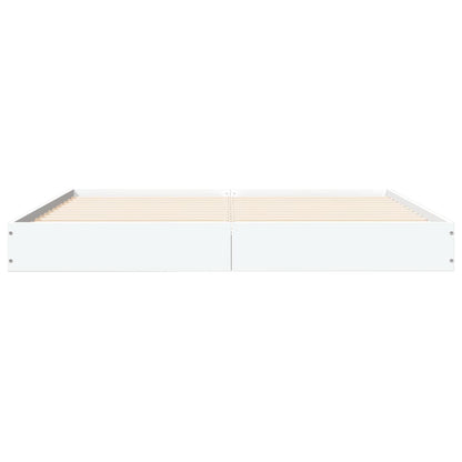 White Engineered Wood Bed Frame 160x200 cm - Mattress Not Included
