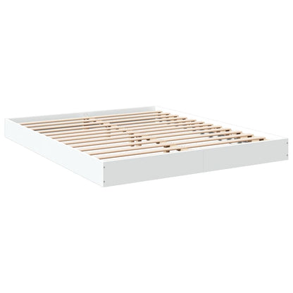 White Engineered Wood Bed Frame 160x200 cm - Mattress Not Included