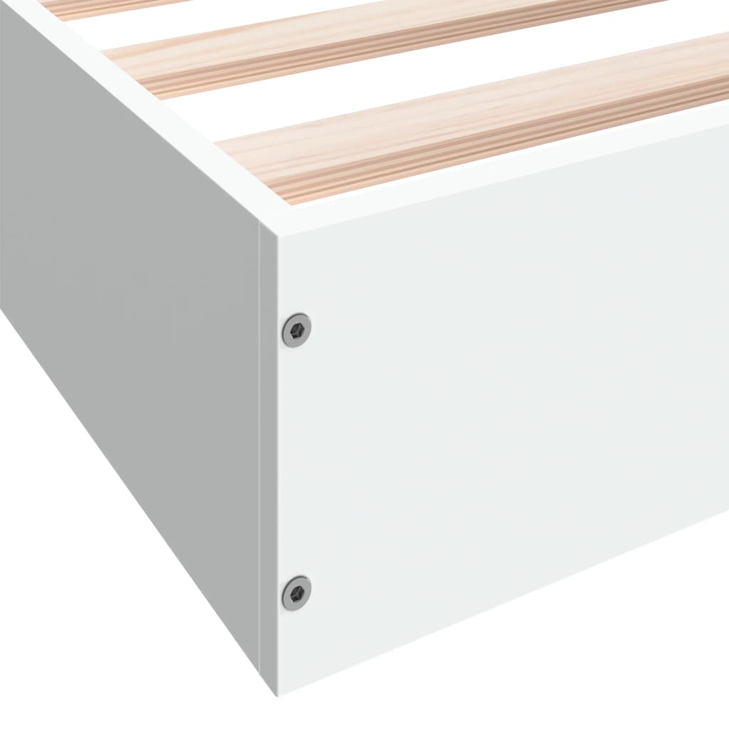 White Engineered Wood Bed Frame 160x200 cm - Mattress Not Included