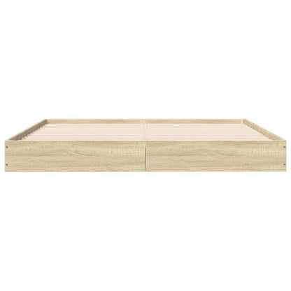 Sonoma Oak Bed Frame 160x200 cm – Engineered Wood, No Mattress