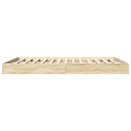 Sonoma Oak Bed Frame 160x200 cm – Engineered Wood, No Mattress