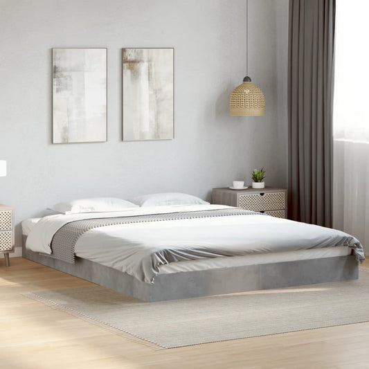Concrete Grey Bed Frame 160x200cm - Modern Style Without Mattress