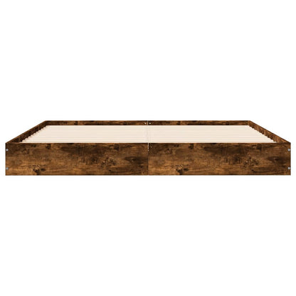 Smoked Oak Engineered Wood Bed Frame 160x200 cm (No Mattress)