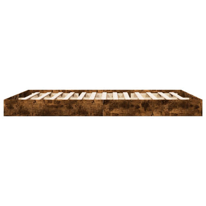 Smoked Oak Engineered Wood Bed Frame 160x200 cm (No Mattress)