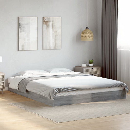 Grey Sonoma Bed Frame 160x200 cm - Durable Engineered Wood