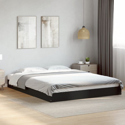 King Size Black Engineered Wood Bed Frame 150x200 cm - No Mattress