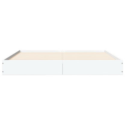 White Engineered Wood Bed Frame 140x200 cm - No Mattress Included