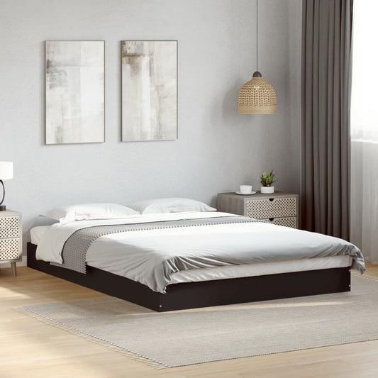 Stylish Black Engineered Wood Bed Frame 140x200 cm (No Mattress)