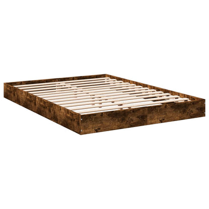 Smoked Oak Bed Frame 140x200 cm - Engineered Wood, No Mattress