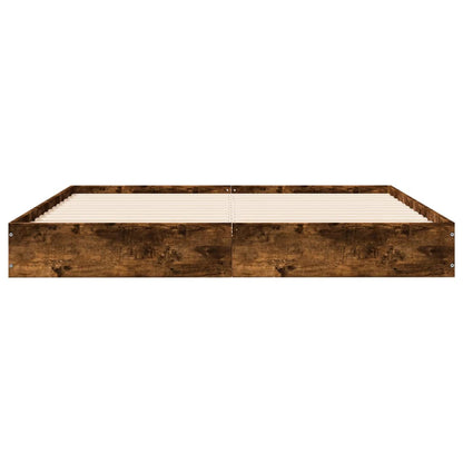 Smoked Oak Bed Frame 140x200 cm - Engineered Wood, No Mattress