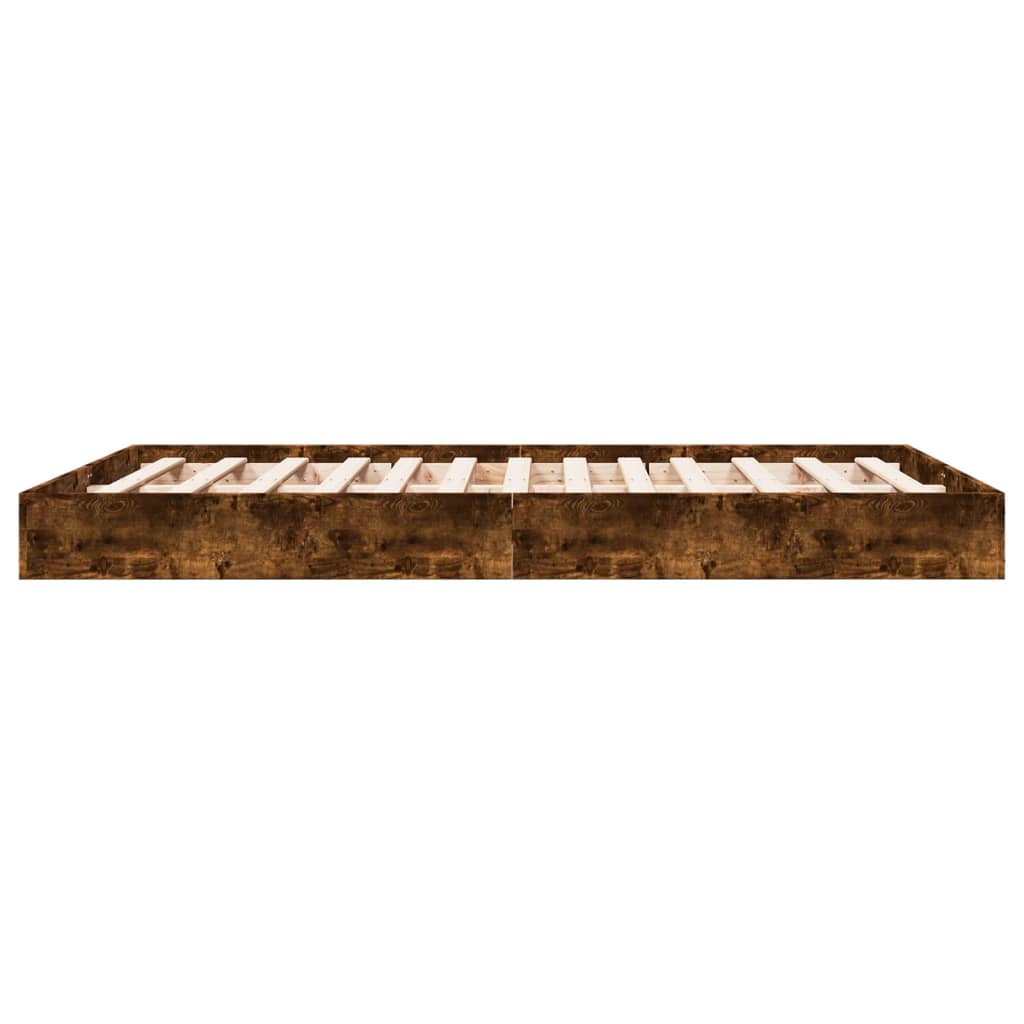 Smoked Oak Bed Frame 140x200 cm - Engineered Wood, No Mattress