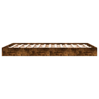 Smoked Oak Bed Frame 140x200 cm - Engineered Wood, No Mattress