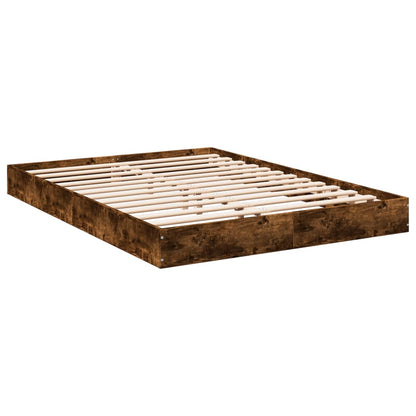 Smoked Oak Bed Frame 140x200 cm - Engineered Wood, No Mattress