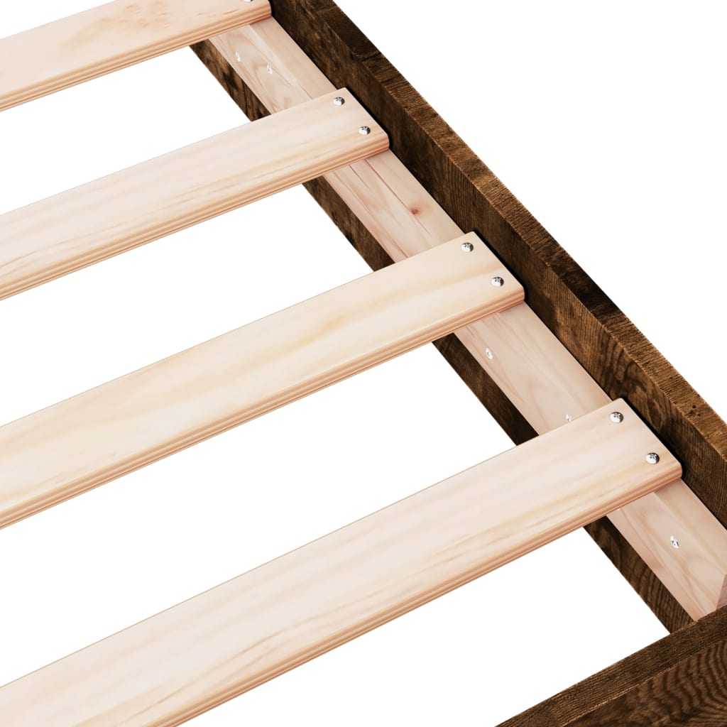 Smoked Oak Bed Frame 140x200 cm - Engineered Wood, No Mattress