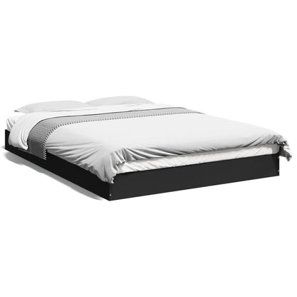 Stylish Black Engineered Wood Bed Frame, Small Double 120x190 cm