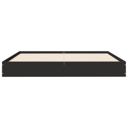 Stylish Black Engineered Wood Bed Frame, Small Double 120x190 cm