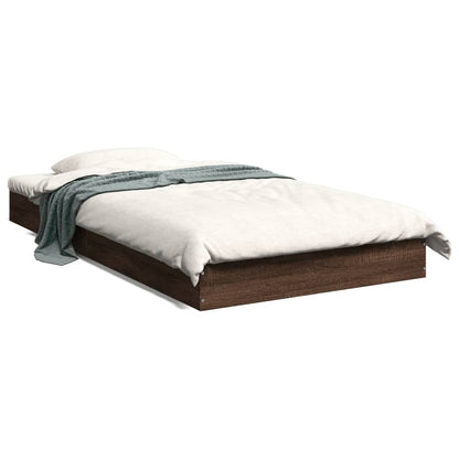 Brown Oak Engineered Wood Bed Frame 100x200 cm (No Mattress)