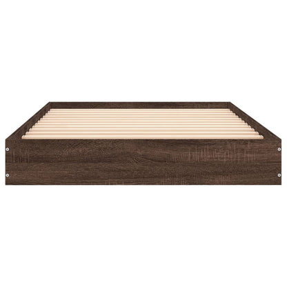 Brown Oak Engineered Wood Bed Frame 100x200 cm (No Mattress)