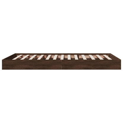 Brown Oak Engineered Wood Bed Frame 100x200 cm (No Mattress)